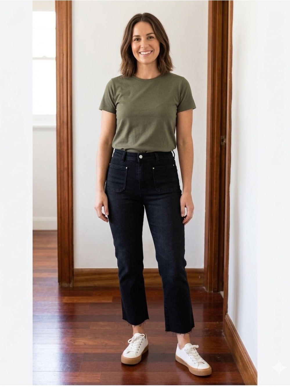 Zara High Rise Ankle Jeans Raw Hem Straight Leg Patch Pockets Black Size 12